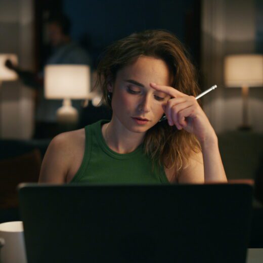 Remote work mental health worker at home.